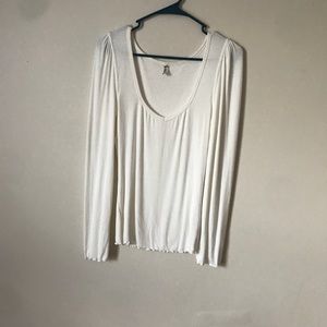Free People Deep V-Neck Long Sleeve Top